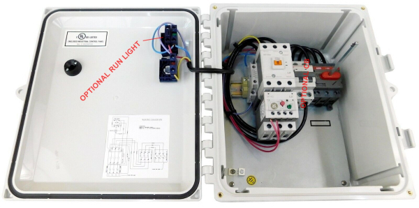 15 HP 208-230V Enclosed Motor Starter w/ Main Disconnect, Nema 4X Push Button Controls 