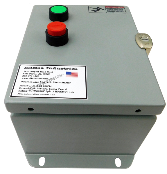 1/2 HP 208-230V Steel Enclosed Motor Starter, Nema 4, Push Button 